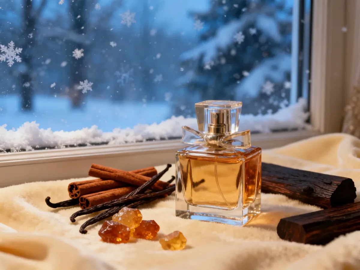 Perfumy o ciepłych, waniliowo-korzennych nutach na zimowym tle