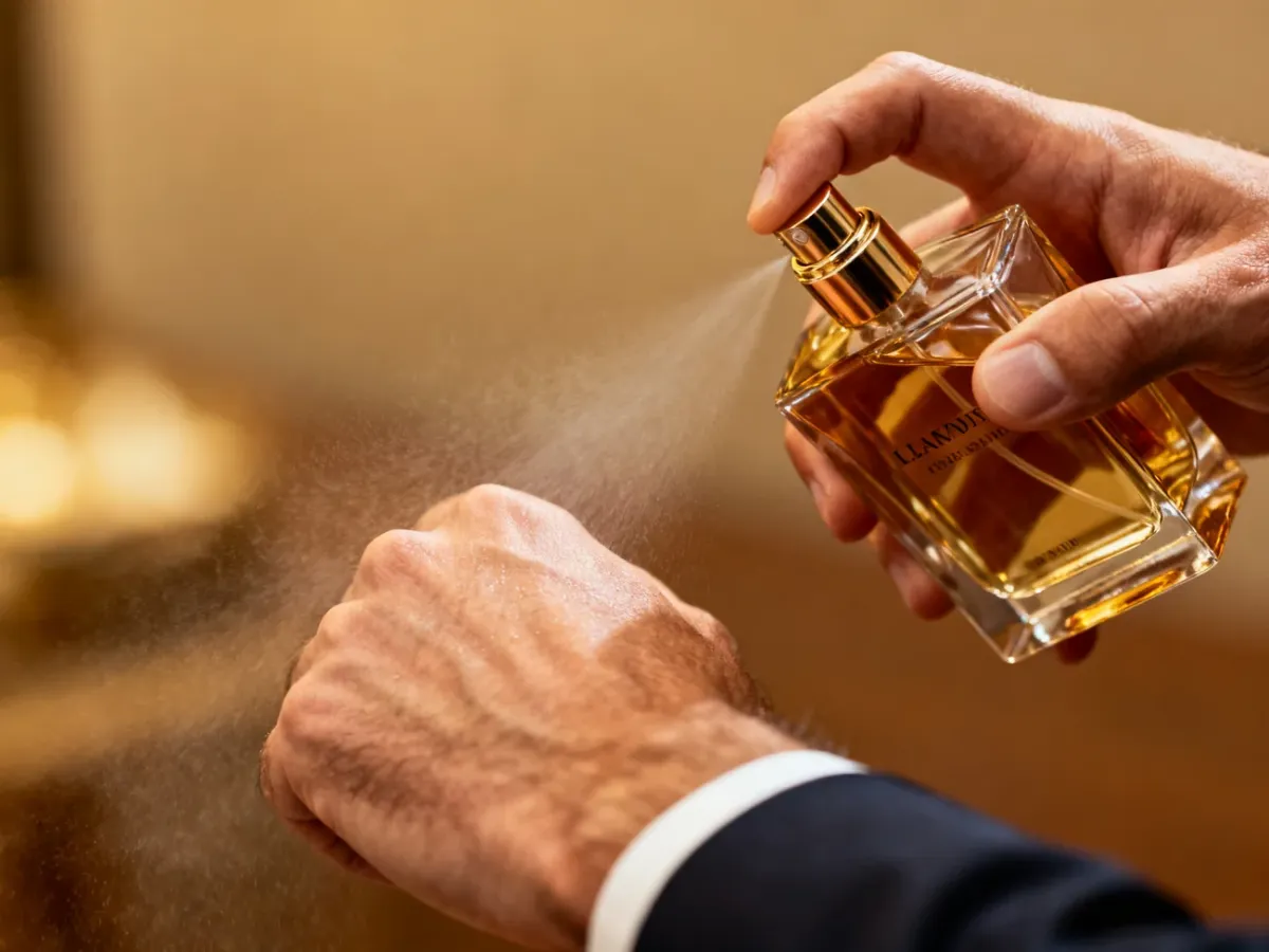 Aplikowanie perfum na nadgarstek i rozwijanie się kompozycji zapachowej