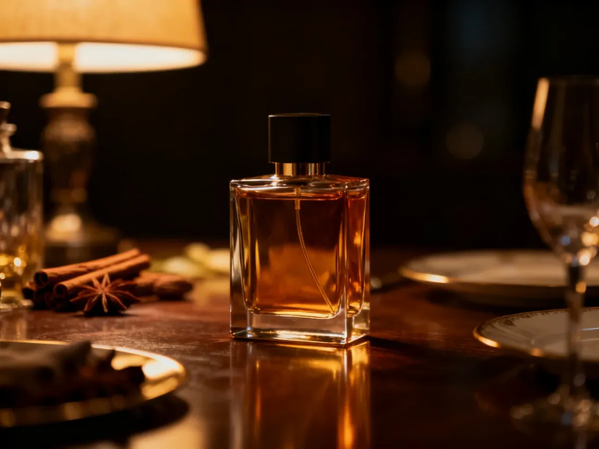 Elegancki flakon męskich perfum o słodkim waniliowo-przyprawowym charakterze