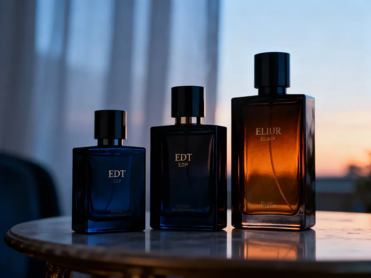 Trzy warianty perfum Sauvage przedstawione jako kompozycja o różnej intensywności