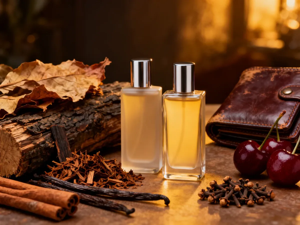 Kompozycja składników symbolizujących różne profile perfum Tom Ford