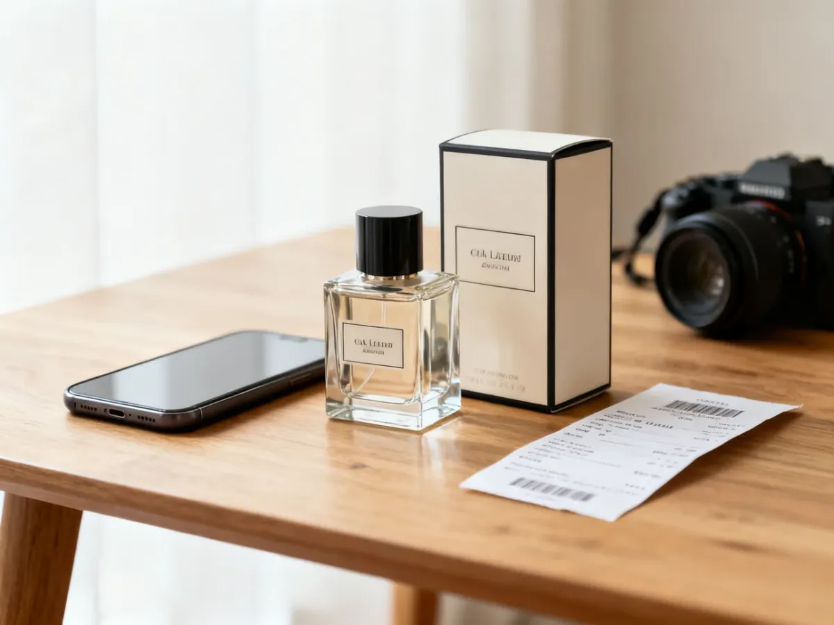 Perfumy przygotowane do udokumentowania reklamacji