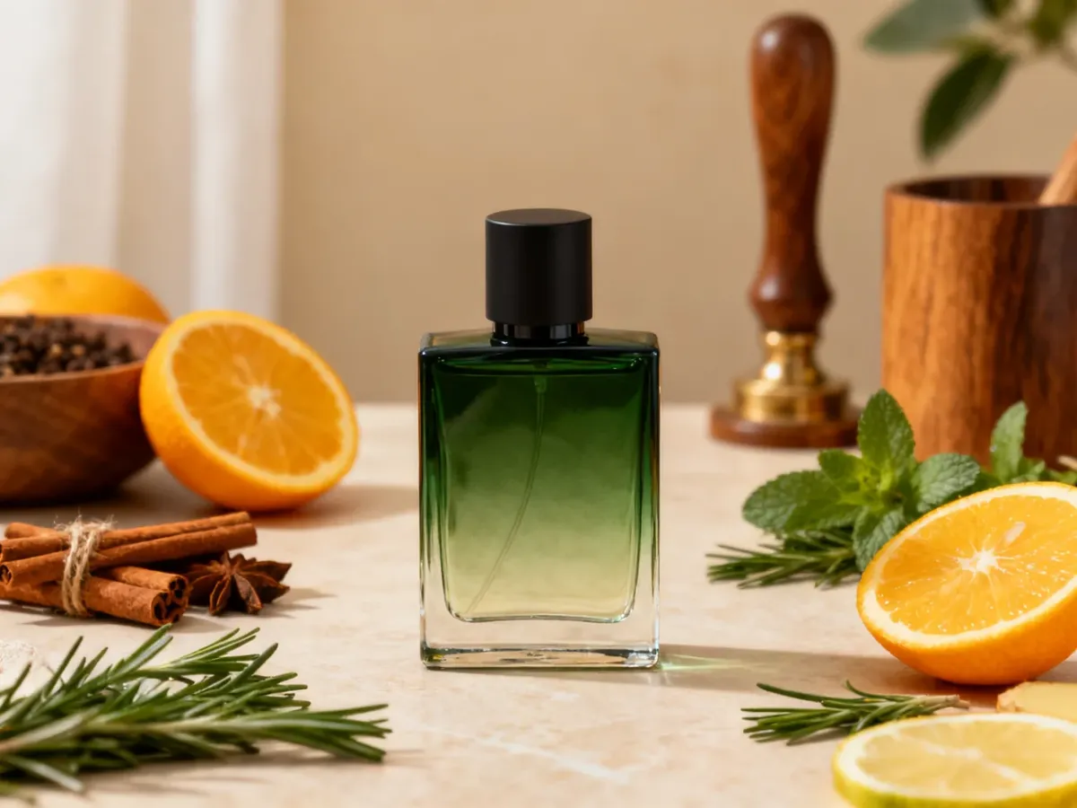Męskie perfumy otoczone cytrusami, przyprawami i drewnianymi akcentami