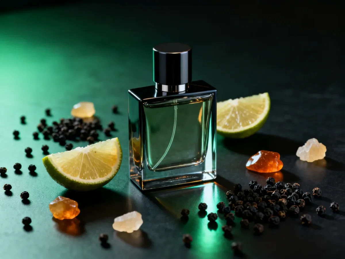 Elegancka kompozycja perfum z bergamotką, pieprzem i ambroksanem