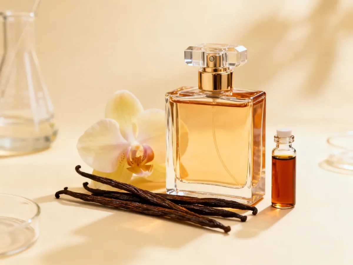 Strąki wanilii i składniki wykorzystywane w perfumiarstwie