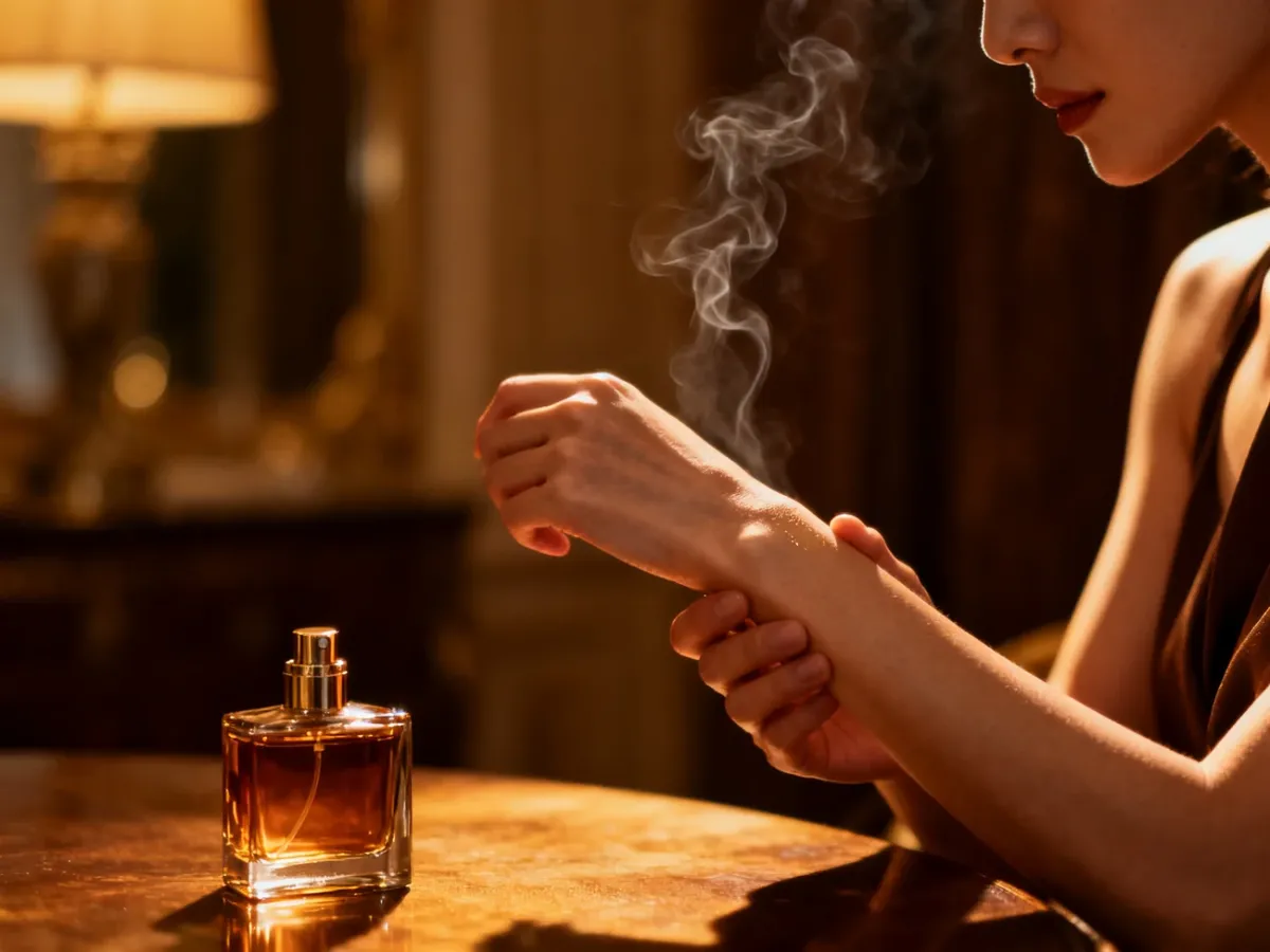 Testowanie orientalnych perfum na nadgarstku