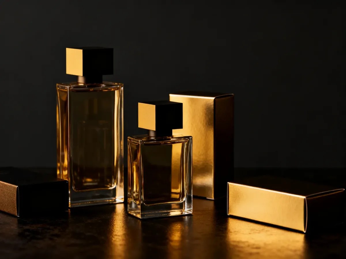 Różnorodne flakony intensywnych perfum niszowych w eleganckiej aranżacji