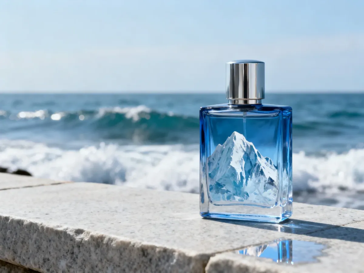 Klasyczny morski flakon Glacier na tle oceanu