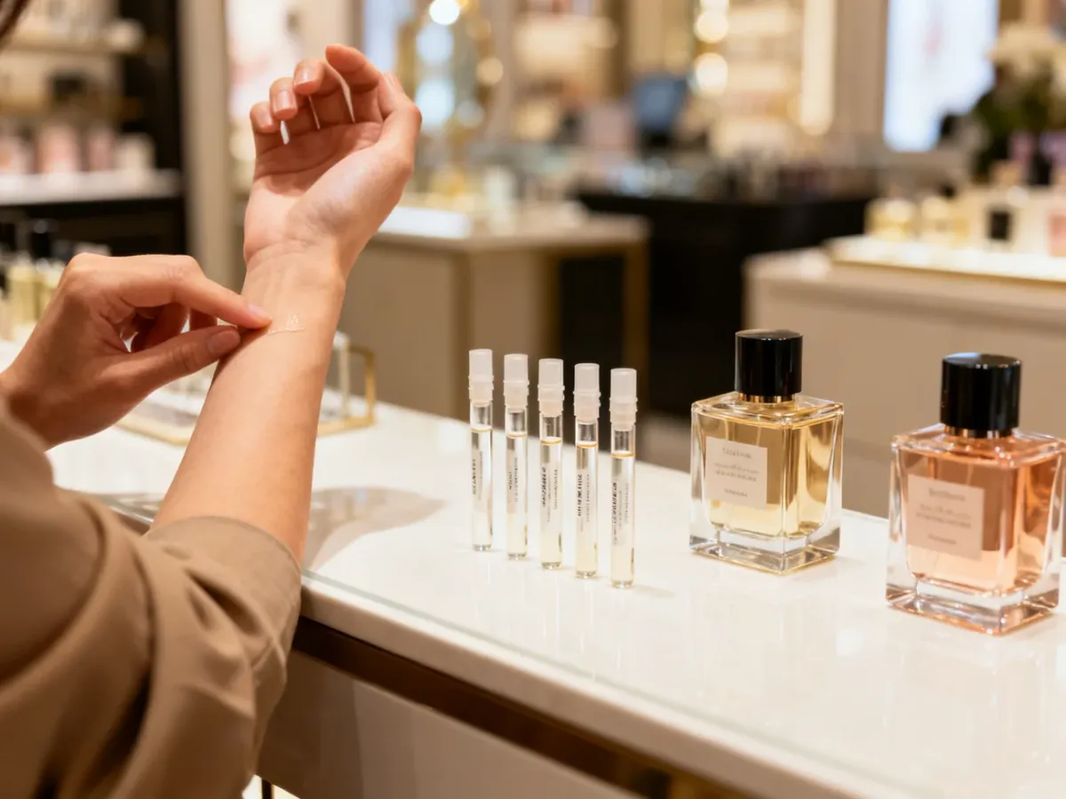 Testowanie perfum na skórze w specjalistycznej perfumerii