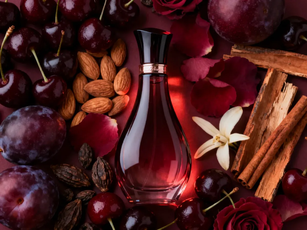 Perfumy Crimson Nectar wśród wiśni, śliwek i różanych płatków