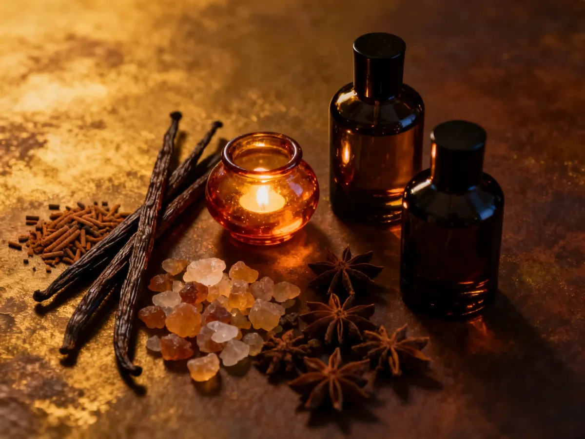 Ambrowe perfumy otoczone wanilią, żywicami i przyprawami