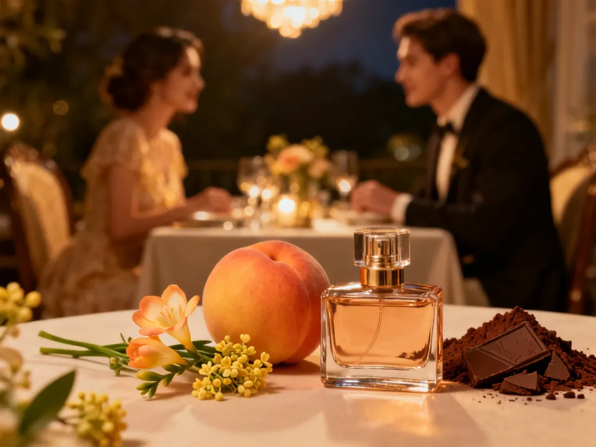 Romantyczna kolacja z perfumami, brzoskwinią i nutą kakao