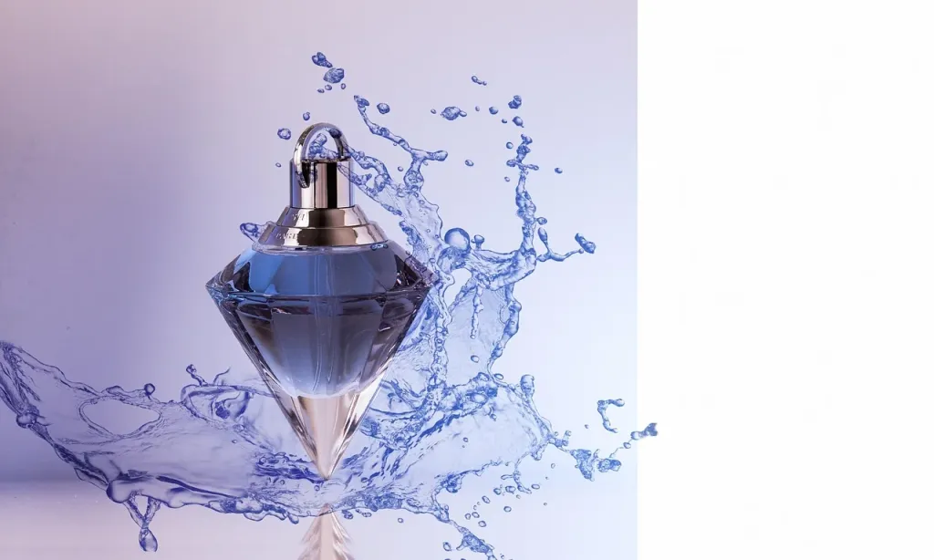 Eleganckie flakony perfum Calvin Klein ustawione na marmurowym blacie w luksusowej, nastrojowej oprawie.