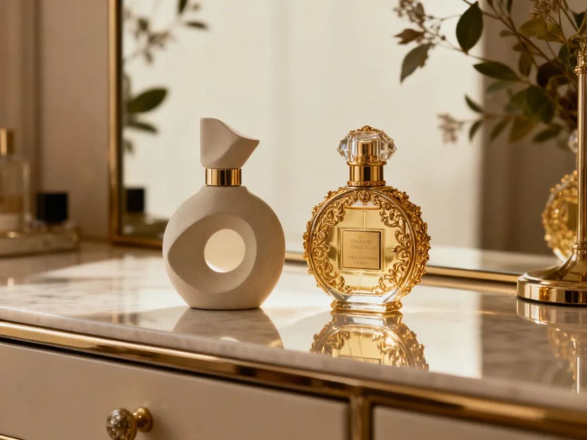 Dwa różne style perfum przedstawiające kompozycję i prestiż